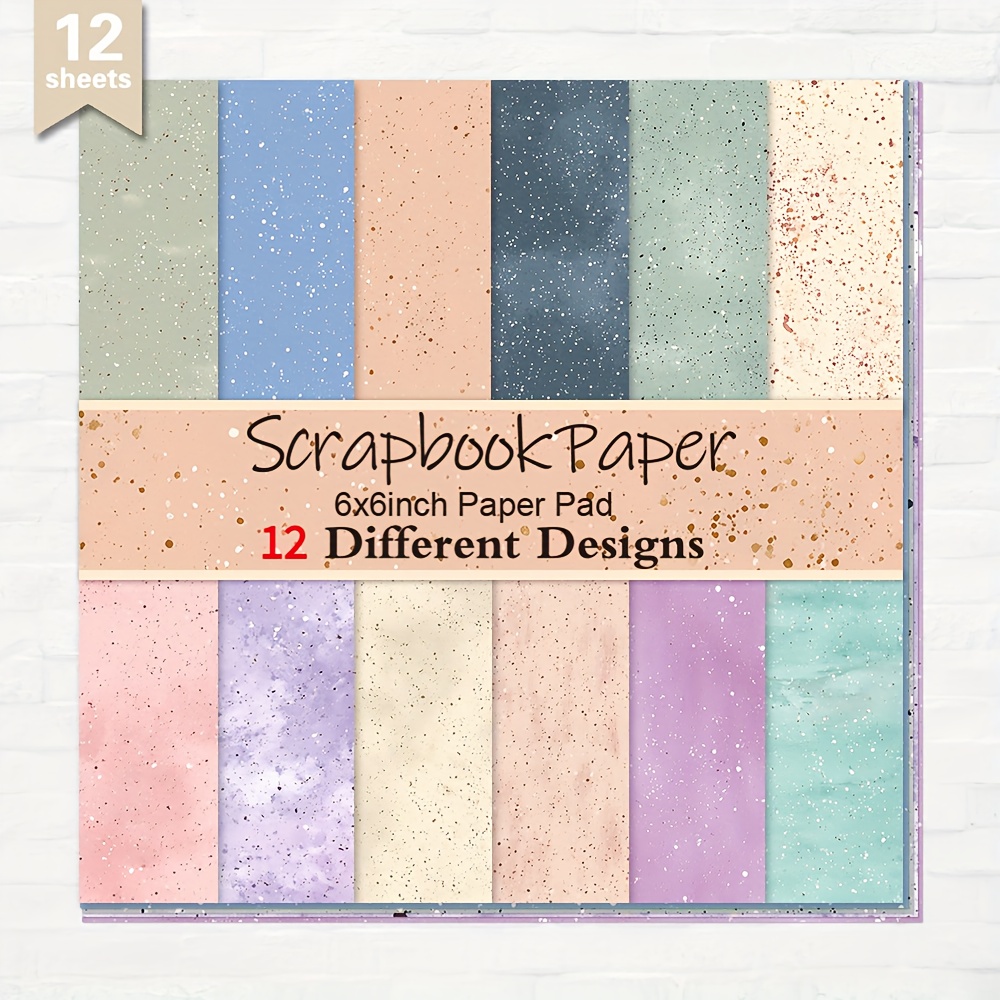 12 Sheets Paper, 6× 6'', Card Making, Journaling & Diary Supplies For Album Backgrounds, Diy Crafts - Decorative Straight Material With Dots On Solid Color