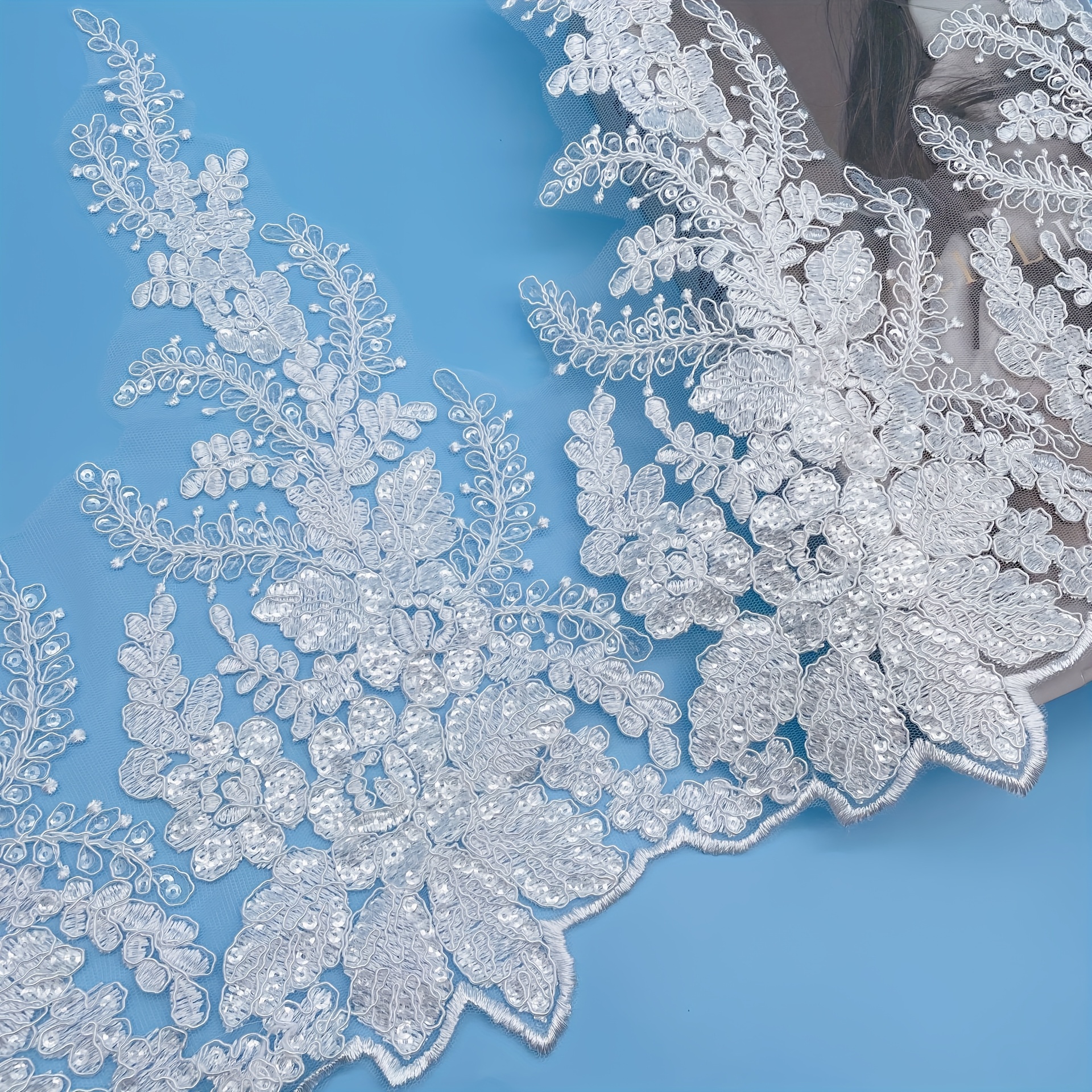 Image of 1 Yard High-end Sequin Embroidered Lace, 36cm Golden/silvery Lace, Suitable For Decorating Dresses, Wedding Dresses, And Household Items