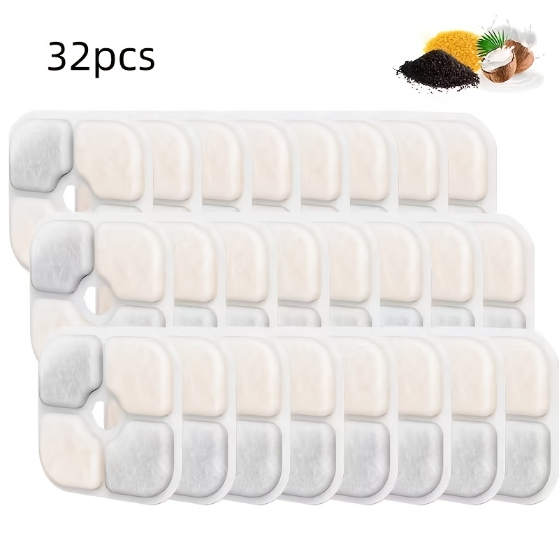 TEMU 16pcs/32pcs Pet Water Fountain Replacement Filters - Compatible With And Most Pet Water Fountains, Cleans - , Durable Material, Suitable For
