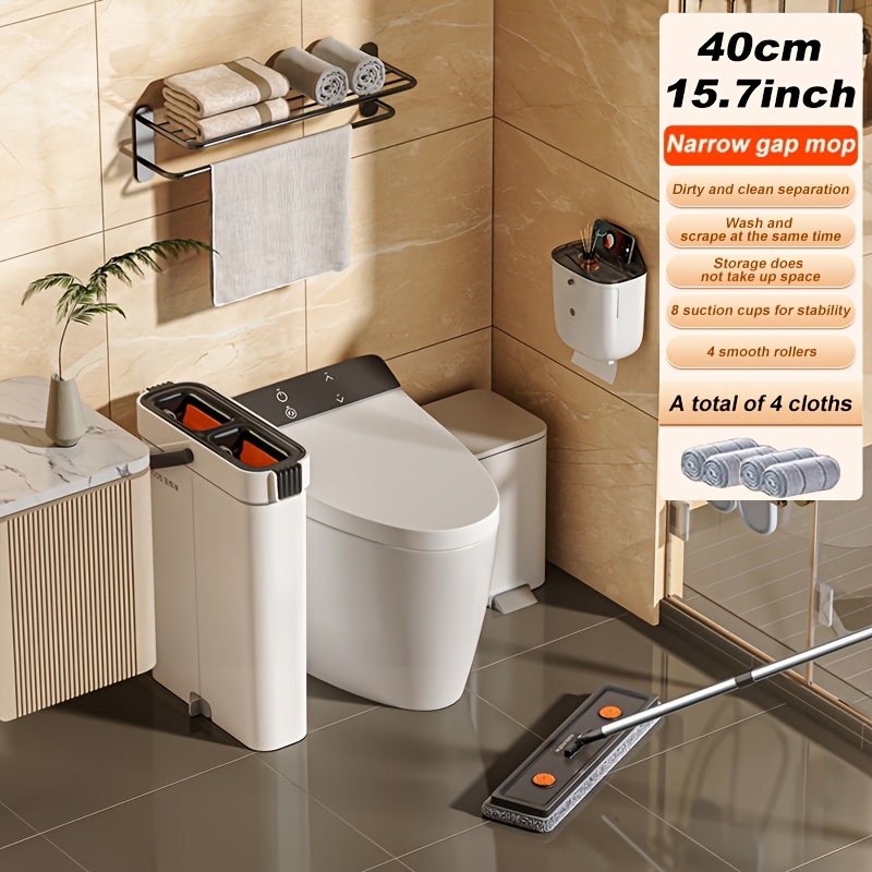 E-shop Joybos Hände-freier Flachmopp Eimer Set, Schmaler Eimerdesign, 33cm/40cm Moppkopf, Nass- Trockenreinigung, Selbstreinigendes Moppsystem für die