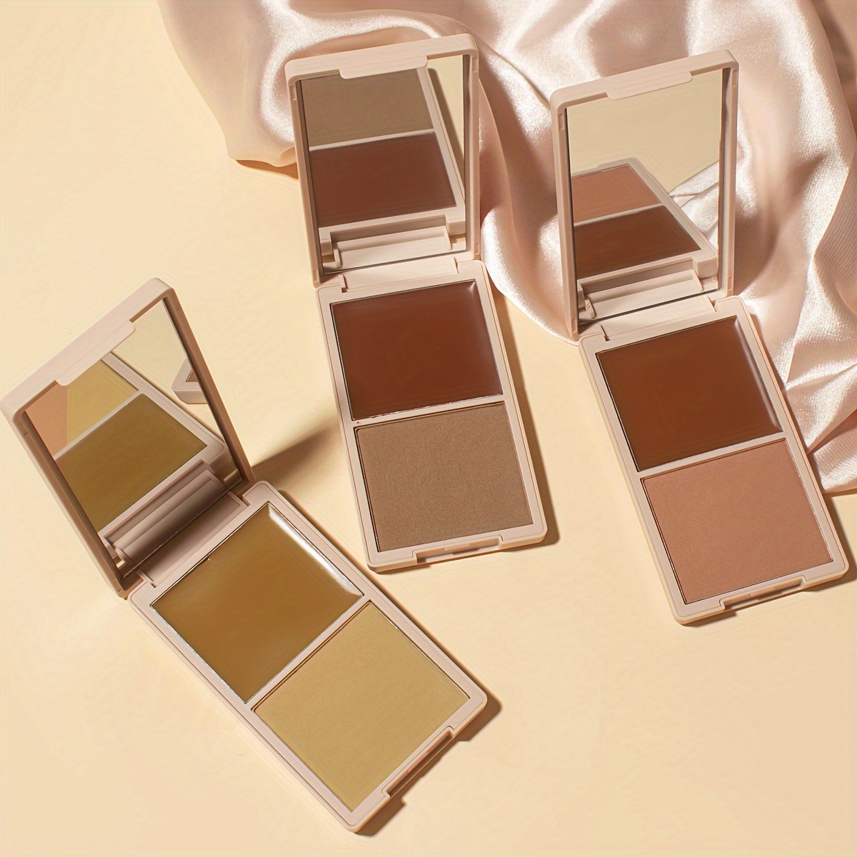 

2-in-1 Creamy Contouring Bronzer, High-pigment Formula, Long-lasting Sun-kissed Glow, With Mirror For Easy Application