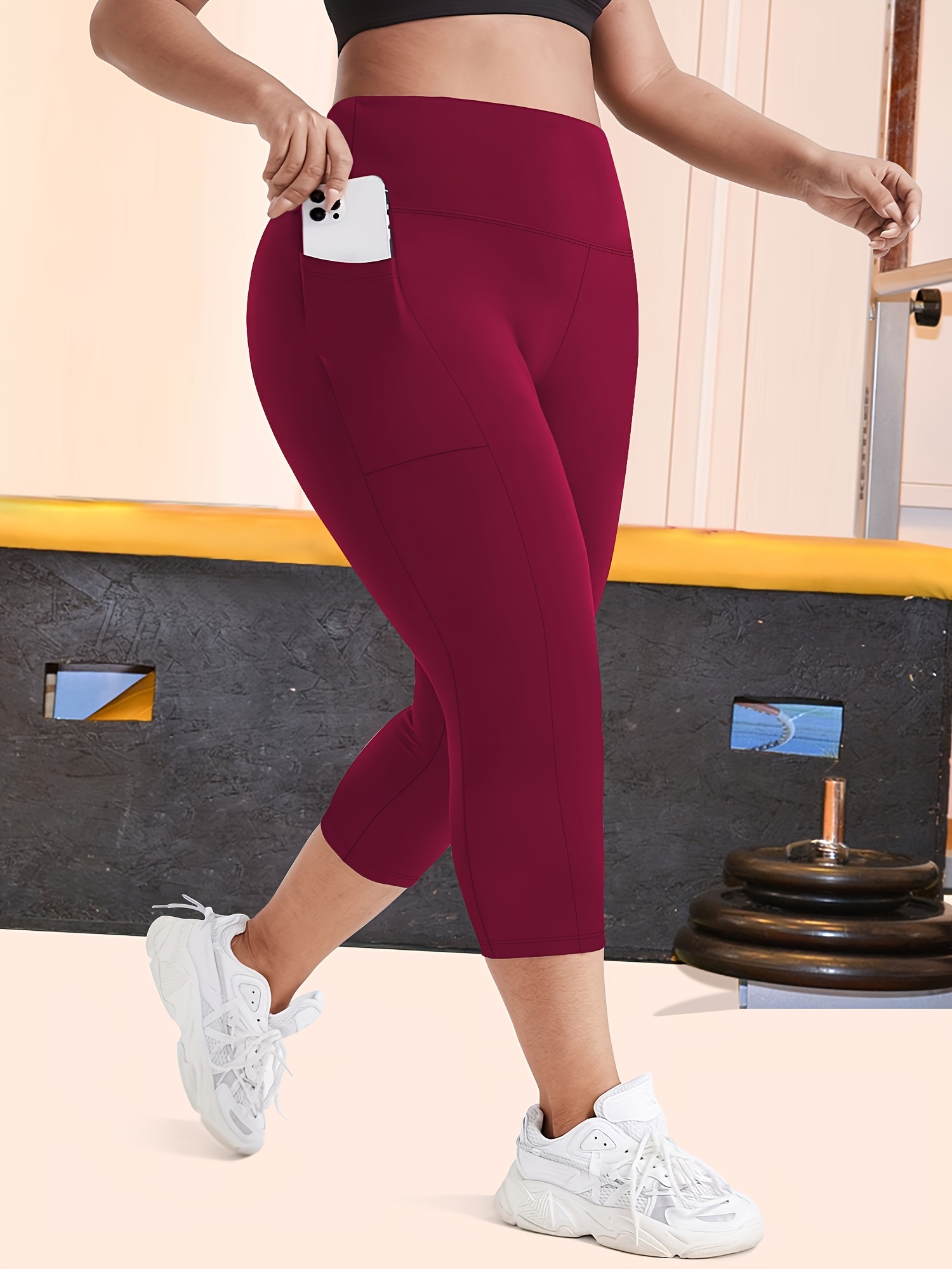 Plus Size High-Waisted Leopard Print Capri Pants with Side Pocket - Stretchy Casual Skinny Jeans for Spring/Summer/Fall, Casual Wear|Leopard Print Pants|Stretchy Fabric