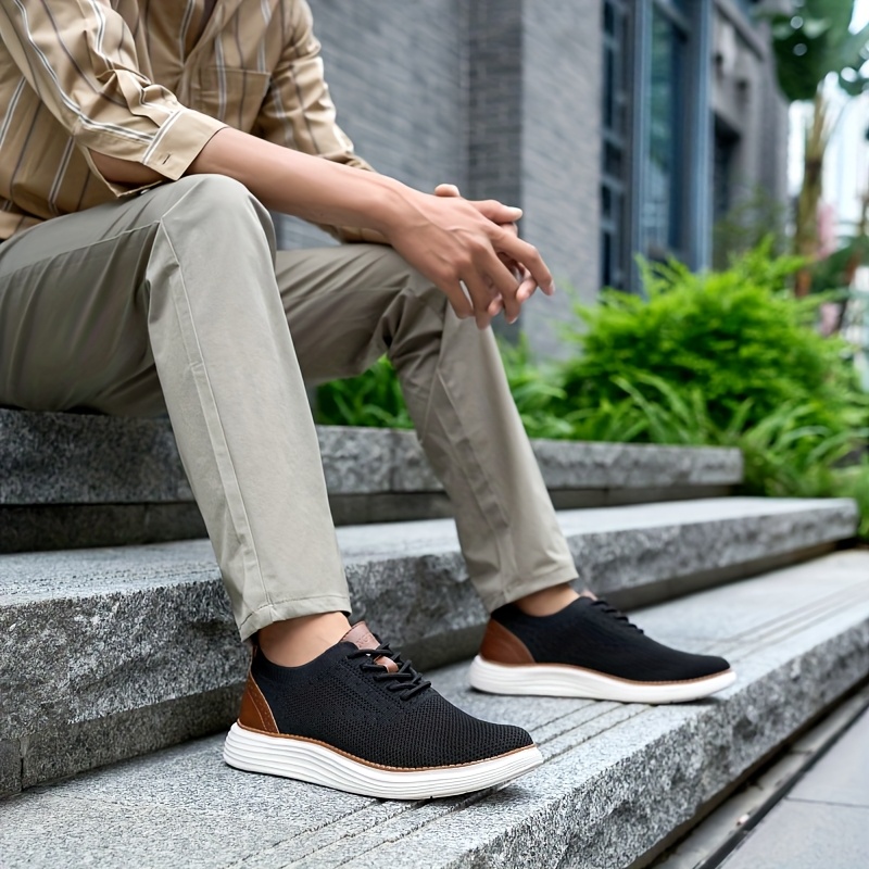 Men's Breathable Mesh Sneakers - Comfortable Walking Oxford Shoes with Lace-Up Design for Casual & Daily Use