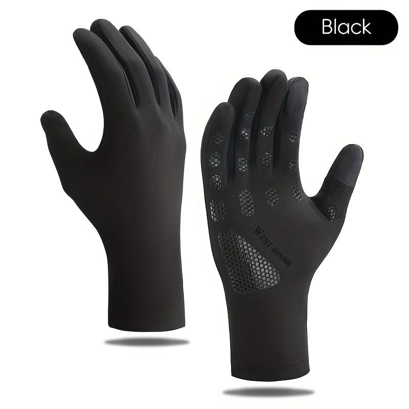 TEMU West Biking Thermal Cycling Gloves - Wind-resistant Warm Gloves Featuring Extended Wristband, Non-slip Grip, Touchscreen Friendly & Slim Fit