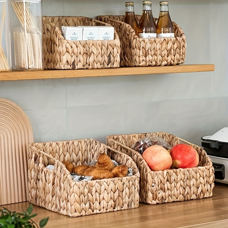 2pcs Display Basket, Straw Water Gourd Storage Box, Durable And Reusable Food Storage Basket, For Fruit, Vegetable And Eggs, Kitchen Organizers And Storage, Kitchen Accessories