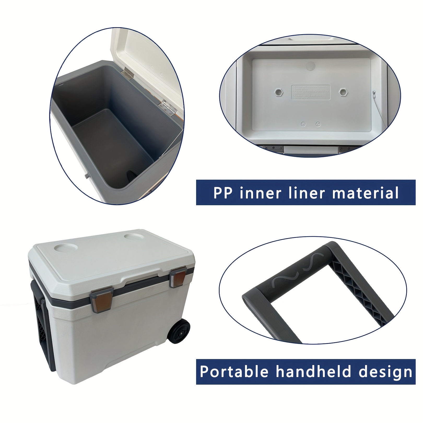 48 quart camping cooler, portable cooling box, suitable for barbecue, camping, picnicking, fishing and other outdoor activities, insulated box portable insulated box camping insulated box portable insulated box Please do not touch food