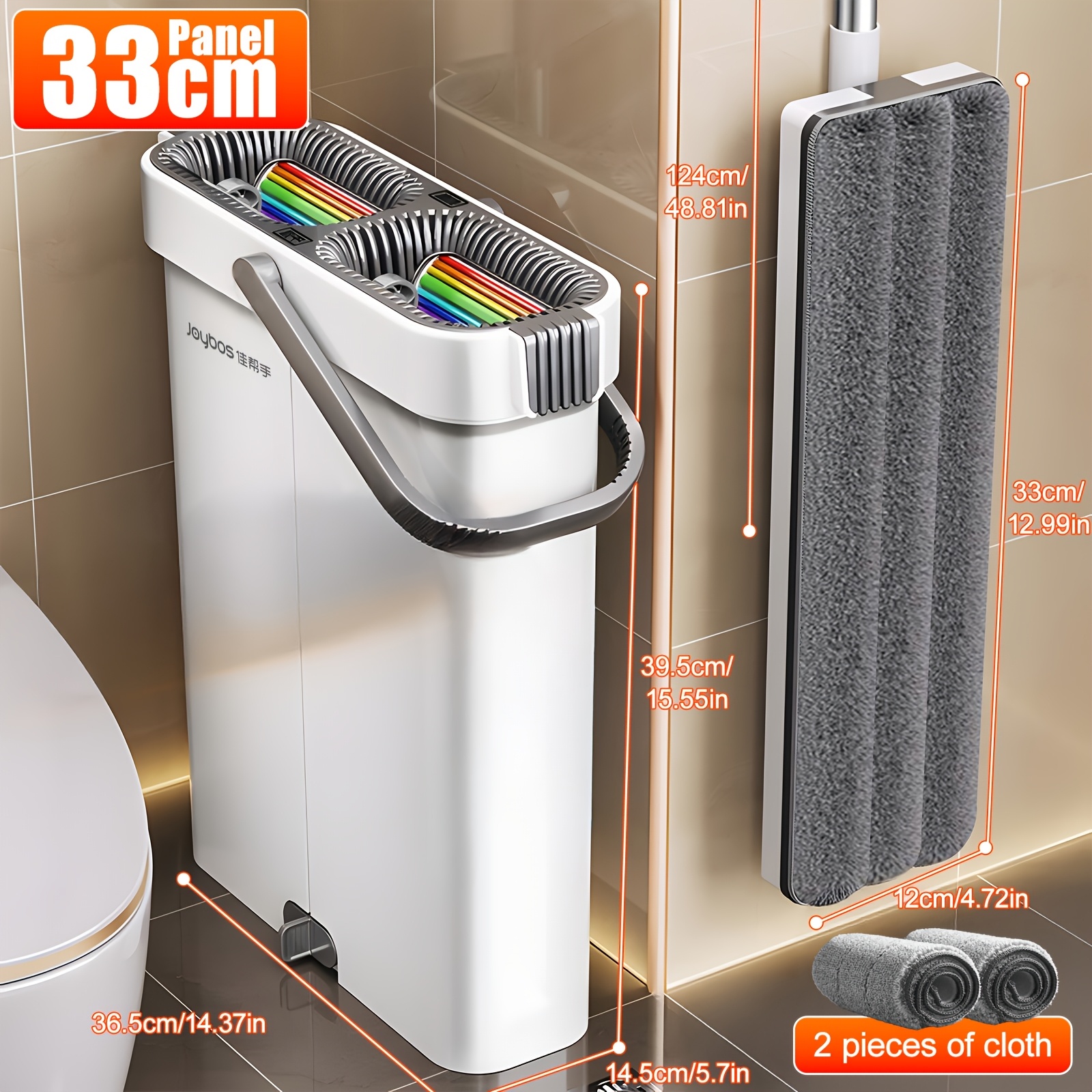 TEMU Mop And Bucket Set, Featuring A Flat Mop And A Bucket With A Wringer; With Mop Pads, A Wet/dry Mop For Cleaning Floors And Walls; Suitable For