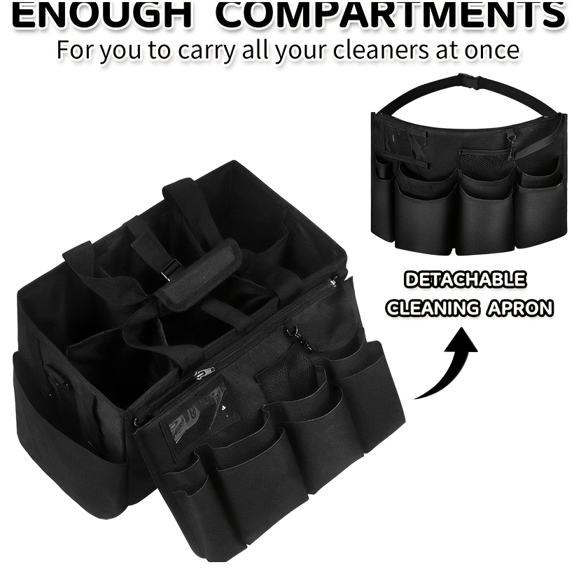 TEMU Large Portable Cleaning Brynnl Cleaning Supplies Organizer With Handle, Shoulder And Hip Straps, Cleaning Supplies Tote Bag With Removable