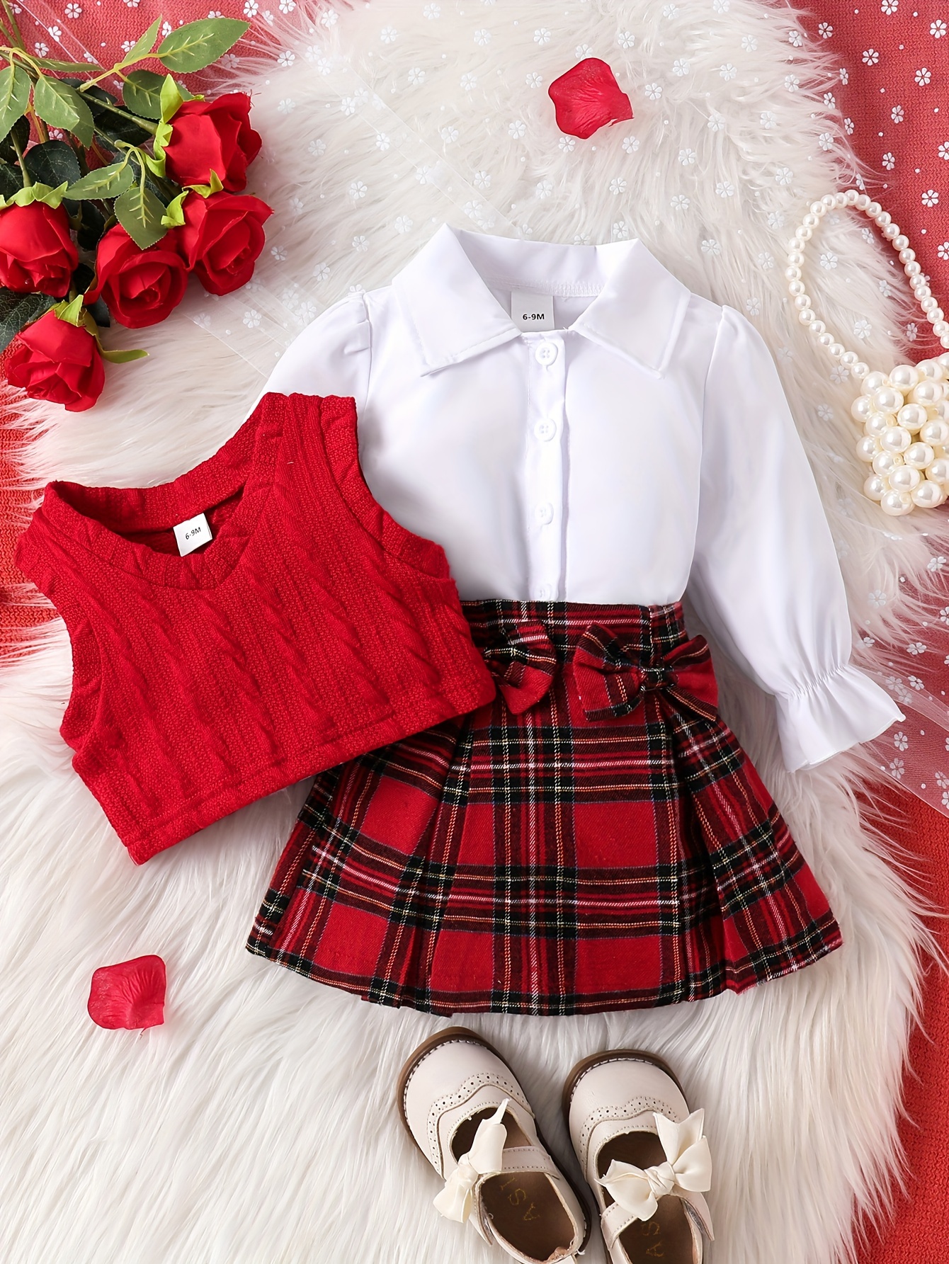 otoño invierno meses ropa niña conjunto falda Temu Dominican