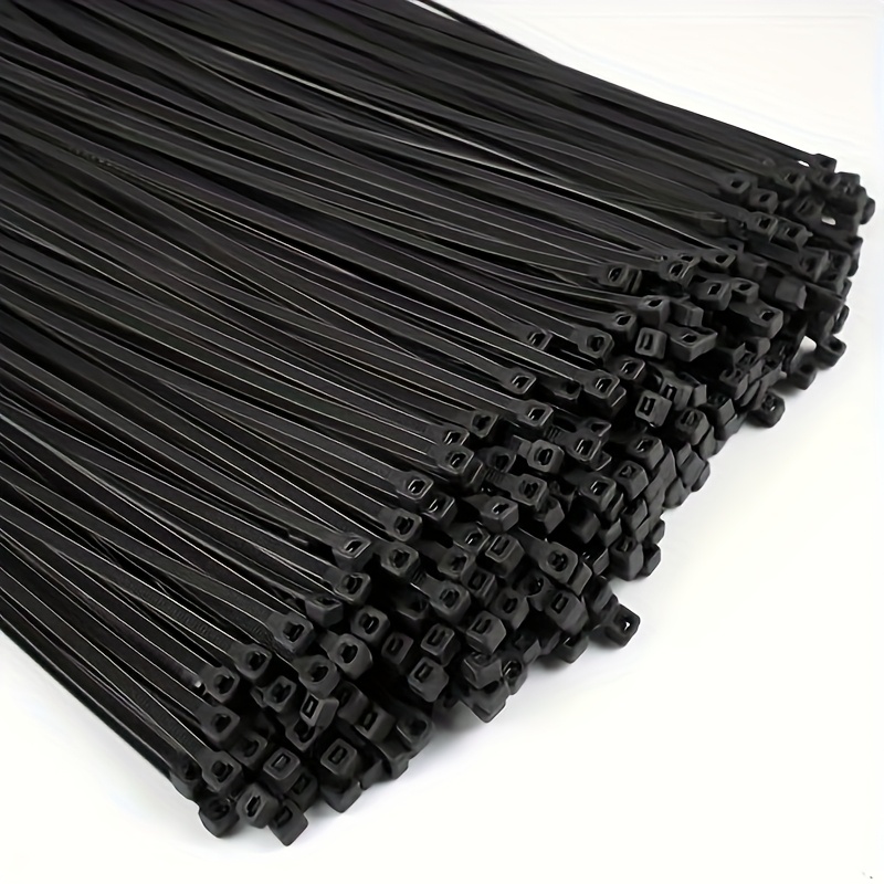 E-shop Packung mit 100 schwarzen Kabelbinder, 300mm, UV-beständig, 4.8mm breit, Zugfestigkeit bis zu 22kg, Ideal für Industrie, Gartenbau und