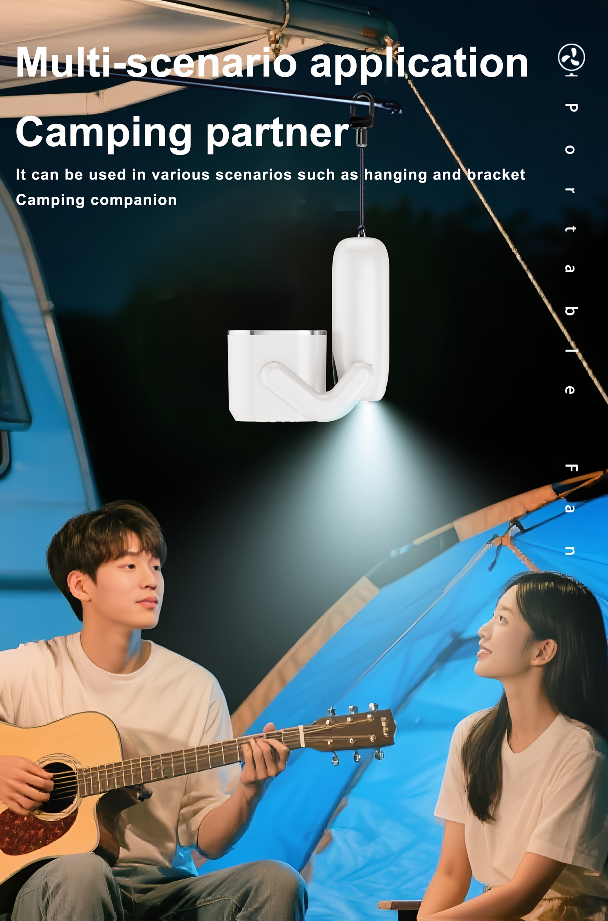 A Foldable Digital Display Ice-Cooling Fan, -Powered, Essential for Outdoor Work And Students. This Compact Fan Features a Large 4000Mah Battery for Long-Lasting Use