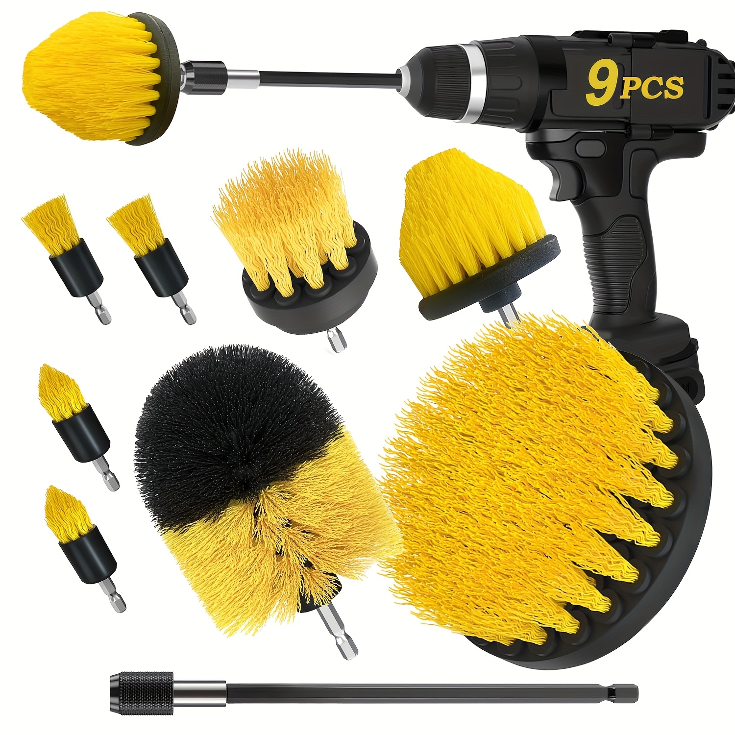 E-shop 4 Stk./9 Stk./15 Stk., Reinigungsbürste Elektrische Reinigungsbürste Verlängerungsset Mehrzweck-Schrubb-Bürsten-Set Geeignet für Fugen, Boden,