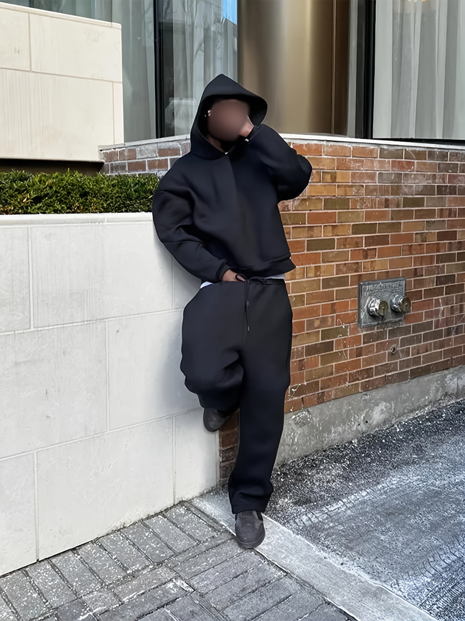 Black Hoodie Set Track Pants With Hoodie Black Mens Sweatshirt