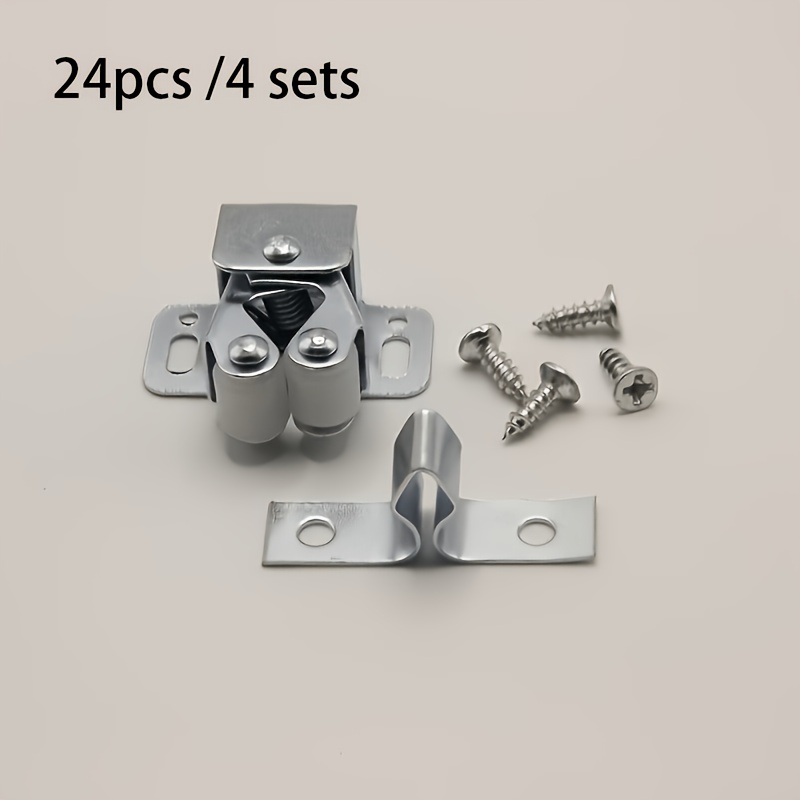 TEMU 24pcs Set (4 Sets In Total), Includes 8 Hardware Pieces And 16 Screws. Cabinet Lock Roller Latch Hardware Set, Suitable For Cabinets, Wardrobes,