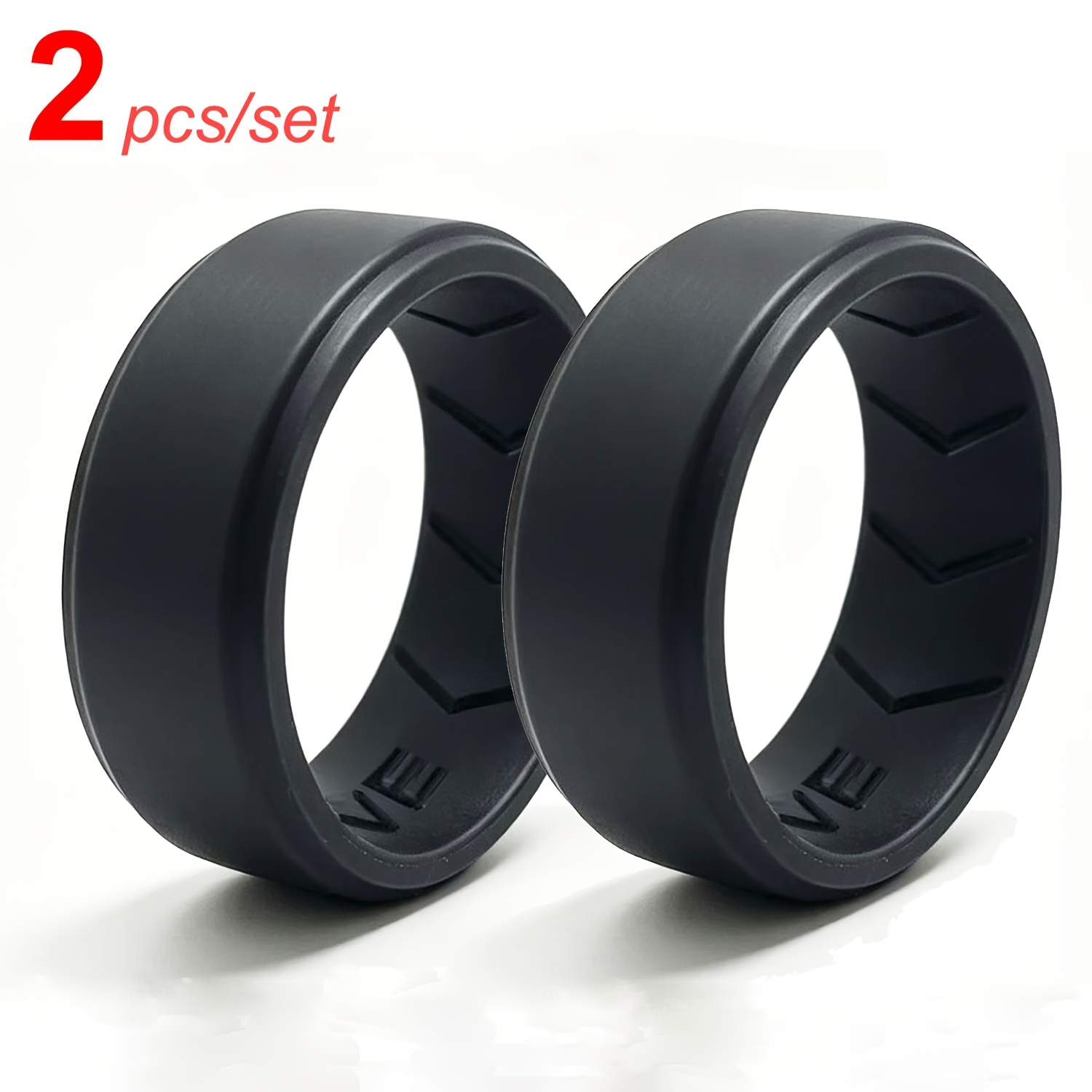 TEMU 2pcs Soft Comfortable Men's Silicone Wedding Rings With For Men Fathers Holiday Gifts Sports Style Jewelry Additions Running Hiking Camping