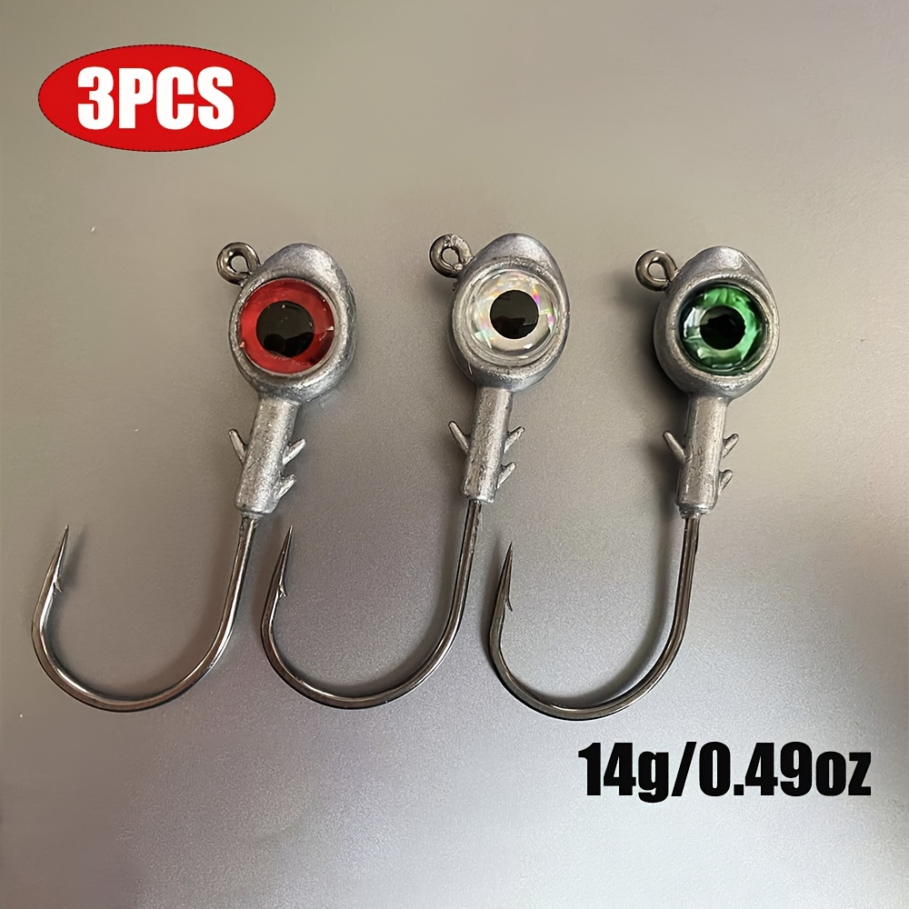 2Pcs Weedless Jig head fishing hooks Tungsten weighted jig head Rubber  skirts Trout Bass Fishing lure 3D eyes swimbaits 8g-16g