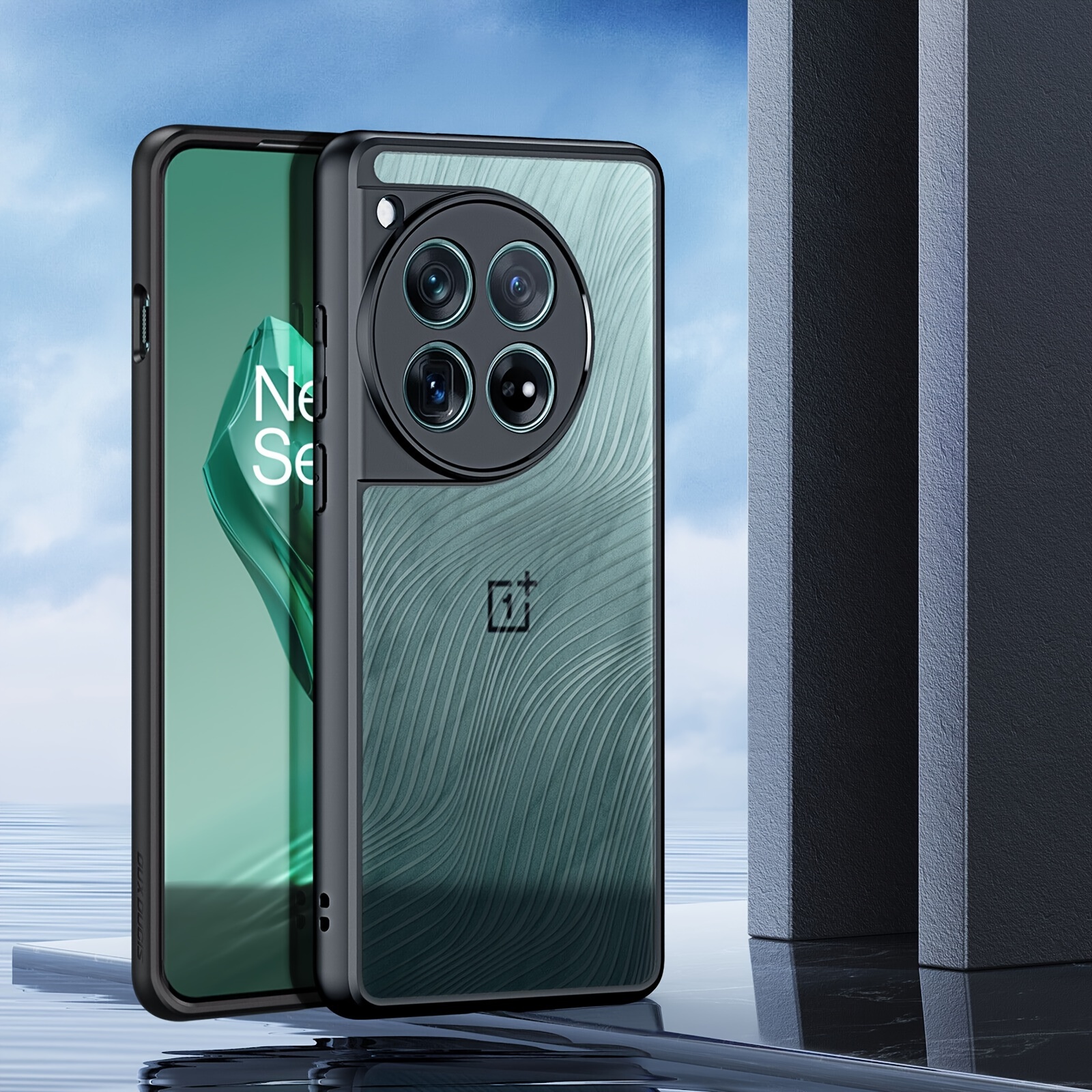 

For Oneplus 12, Shockproof And -resistant Black Transparent Protective Case