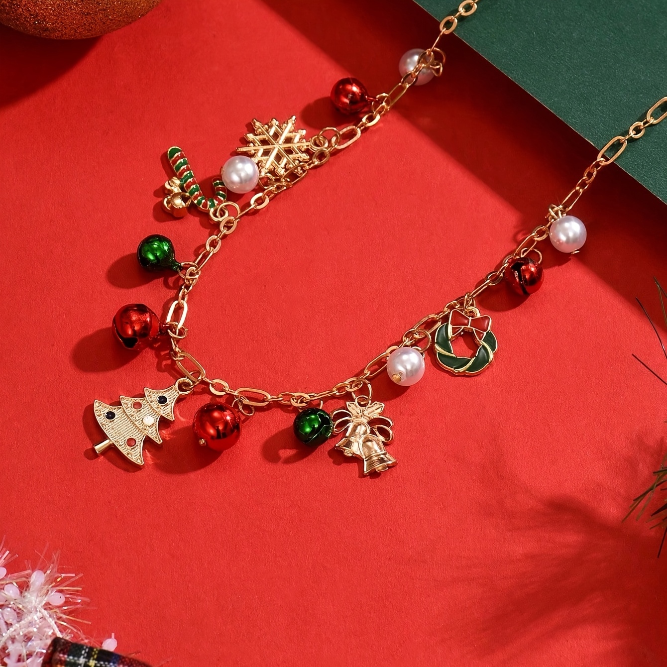 Boho Christmas Pendant Necklace with Multiple Charms