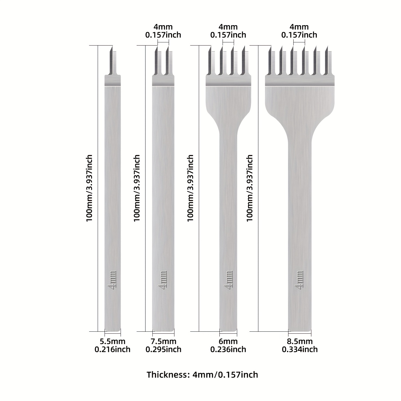 TEMU Set di utensili da taglio diamantati in acciaio [4 pezzi] | 1/2/4/6 multi-diametro | Universale per cuciture in pelle, punzonatura di materiali