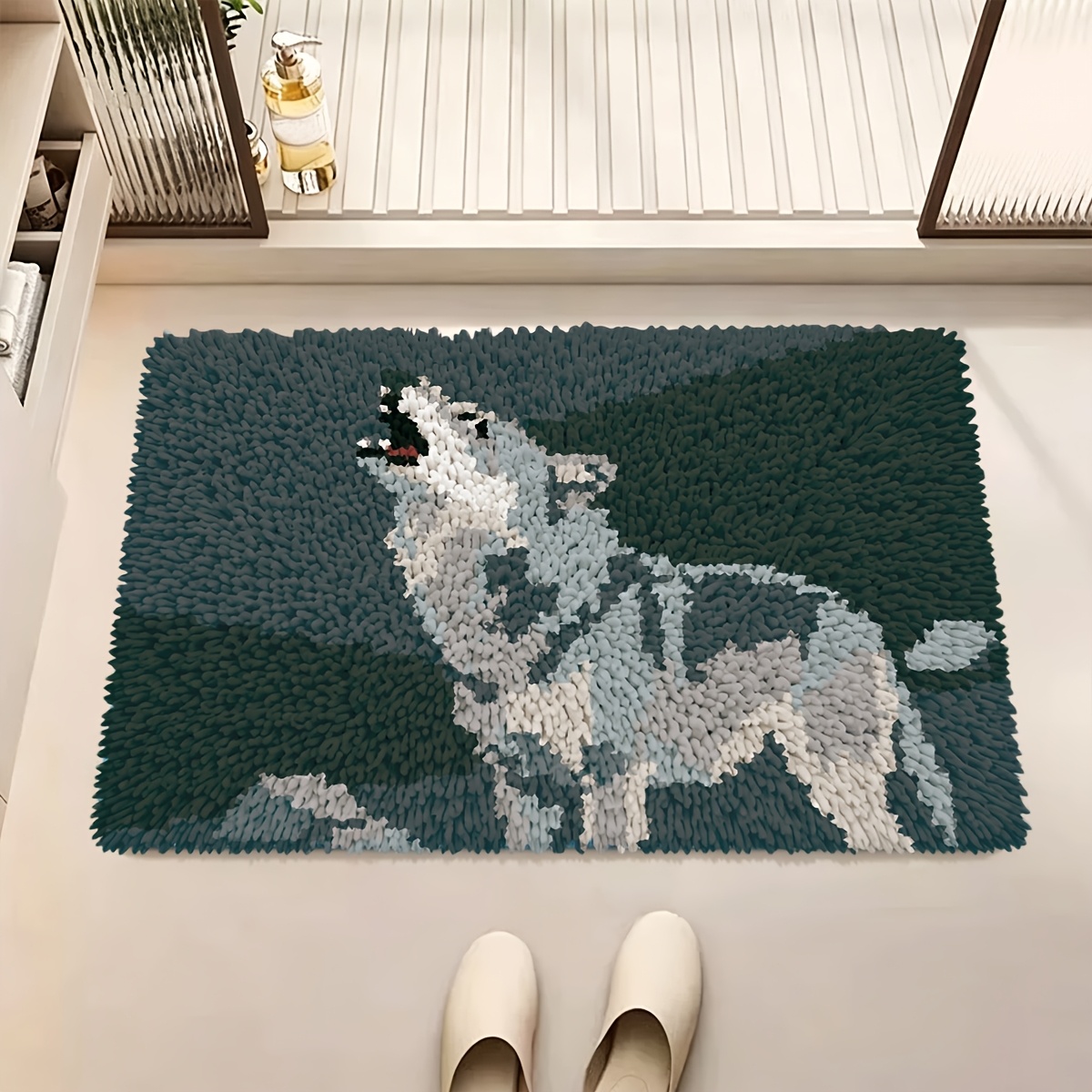 Latch Hook Carpet Kit for Beginners, Includes Printed Canvas & Yarn Set