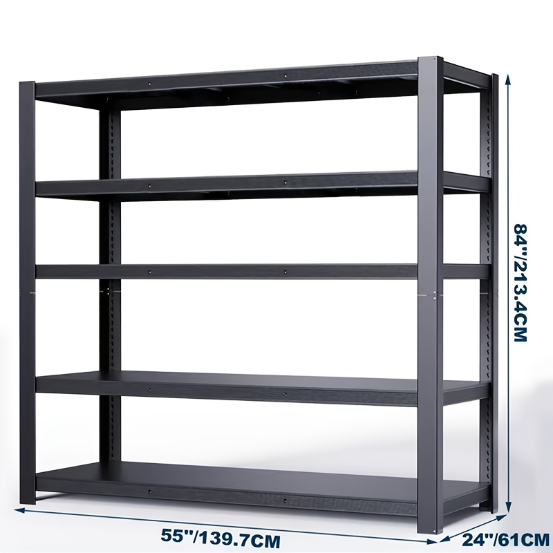 TEMU 5-tier Heavy Duty Metal Shelving Unit, 3300 Lbs Load Capacity Adjustable Storage Rack, 55"w X 24"d X 84"h Garage Organizer, Easy To Assemble