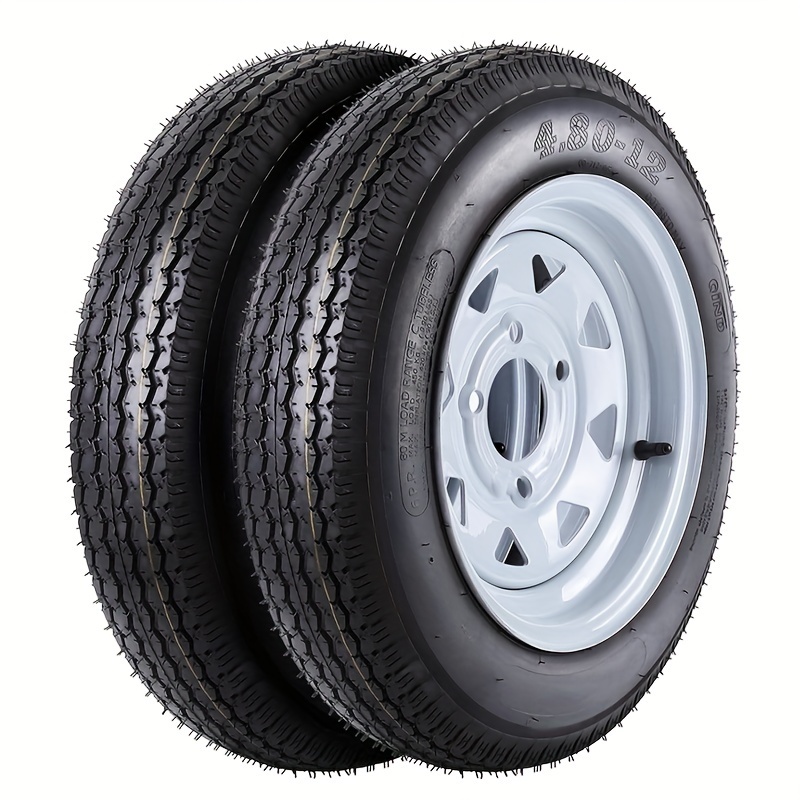 

2 Pack 4.80-12 4.80x12 480-12 4.80-12 Trailer Tires With 12'' Rims, 4 Lug On 4.5'', Load Range C 6pr
