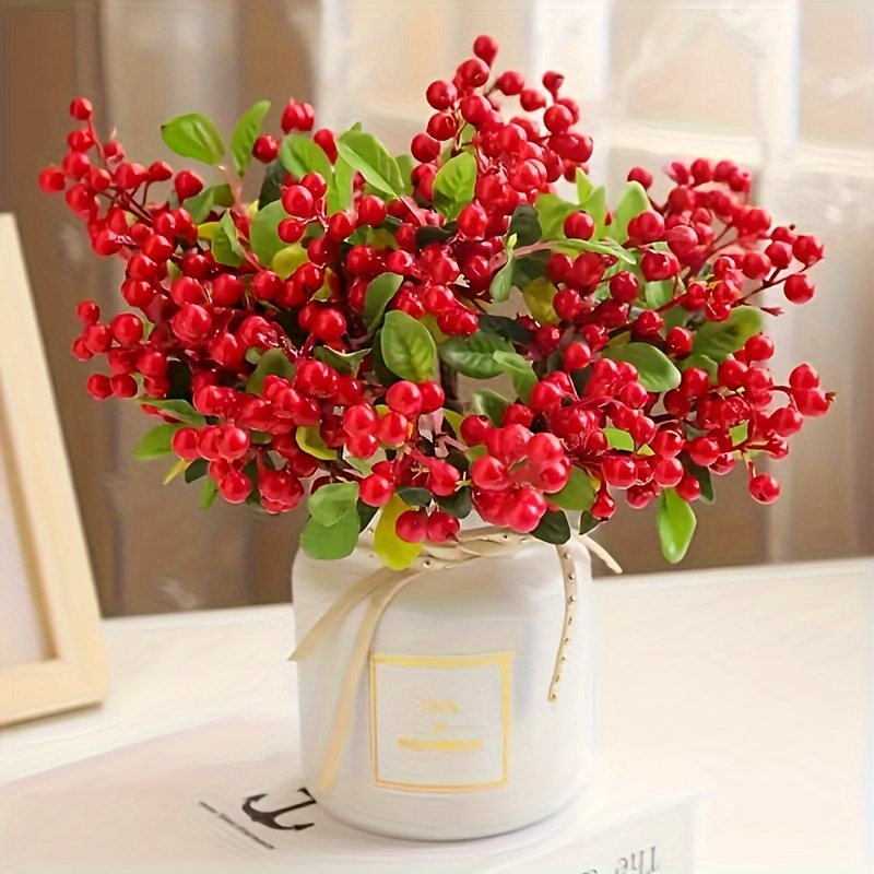 

10pcs Vibrant Artificial Berry Stems Set - Lifelike California & Red Berries, Decor, Romantic Wedding Centerpieces & Elegant Tabletop Accents