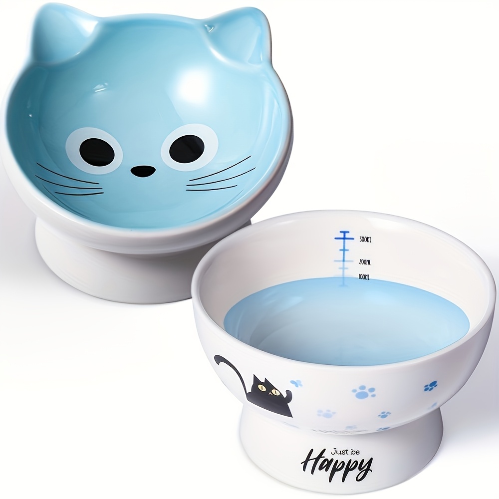 

2pcs/1set Cat Bowls, Elevated 15 For , , To , , Pattern, Suitable For Adult , , And Small