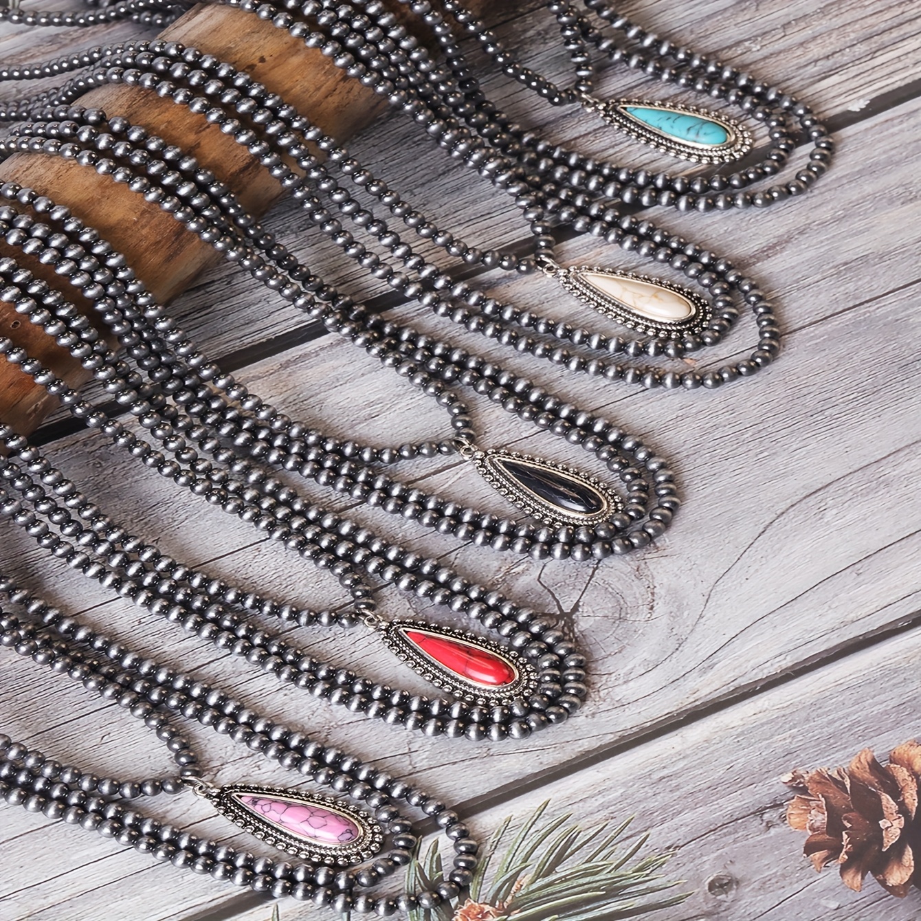 bohemian vintage ethnic style turquoise necklace layered necklace jewelry high end sweater chain