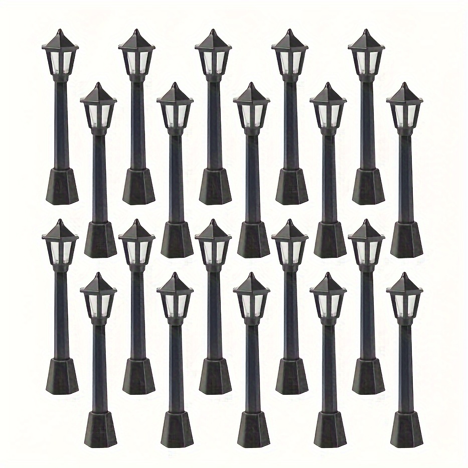 

20pcs Miniature Street Lamp Set - Train , Outdoor Pathway Lanterns For Garden & Yard Decor, Resin Accessories