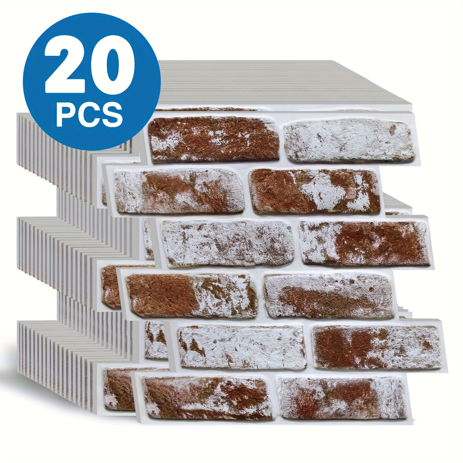 20pcs Brick Wall Panels - Waterproof Red Brick Tiles With Realistic 3d Texture, Pvc/ Suitable, Bathroom, Farmhouse - (no Tools), Renters &