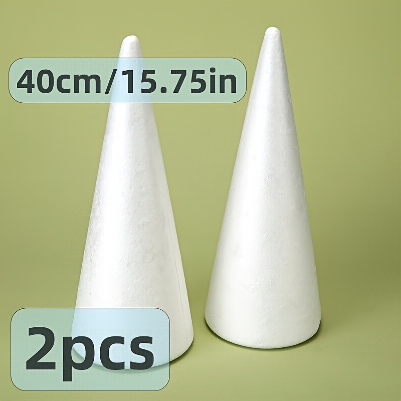 E-shop Hoch 40 cm 2er-Pack Weißer Schaumstoff Kegel Dekoration Geeignet für Blumenarrangements Partydekoration Klassenzimmeraktivitäten