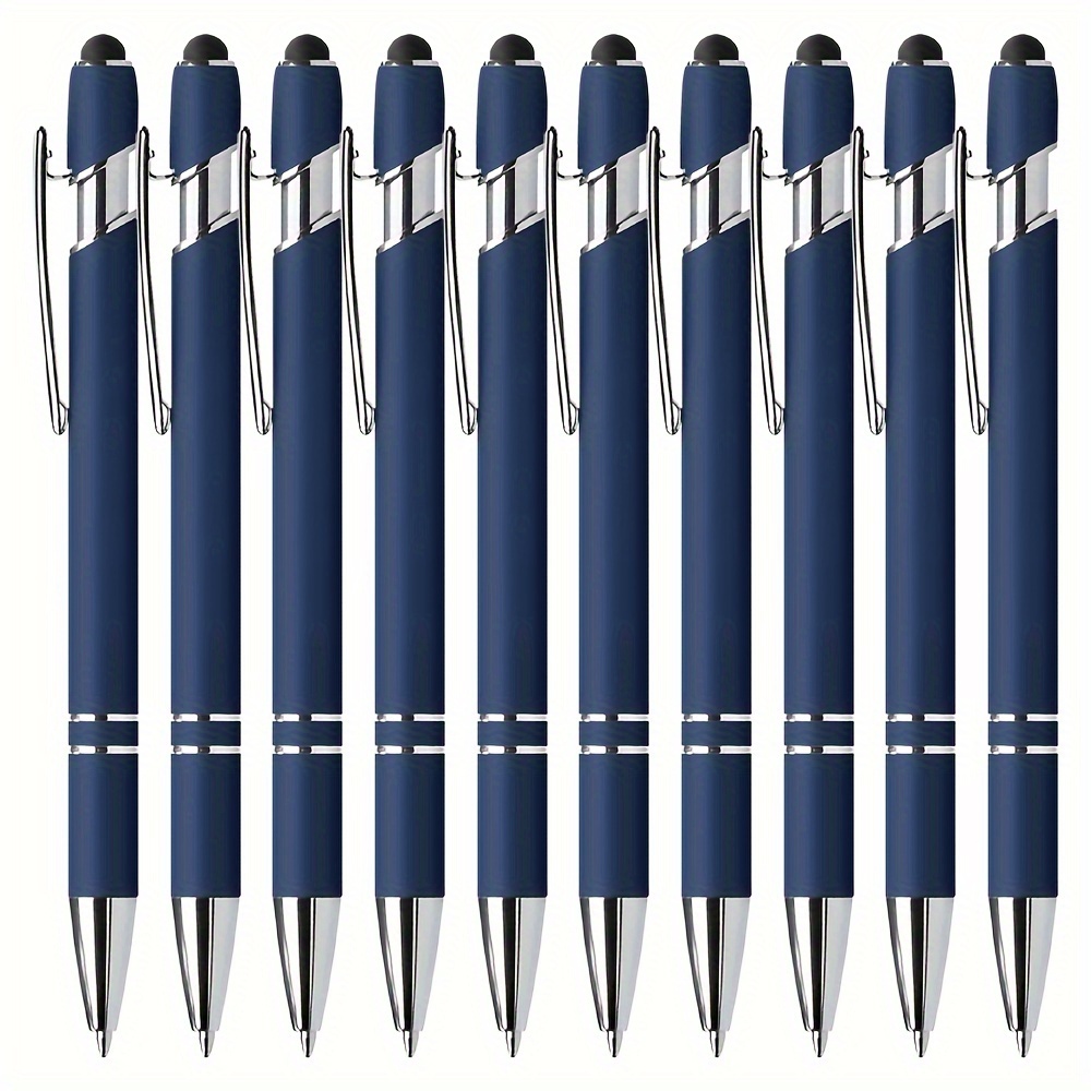 

10pcs Deep Blue Ballpoint Pens With Touchscreen Stylus Tips For Smooth Writing And Precise Touchscreen Navigation - Perfect For Office, School, And Home Use