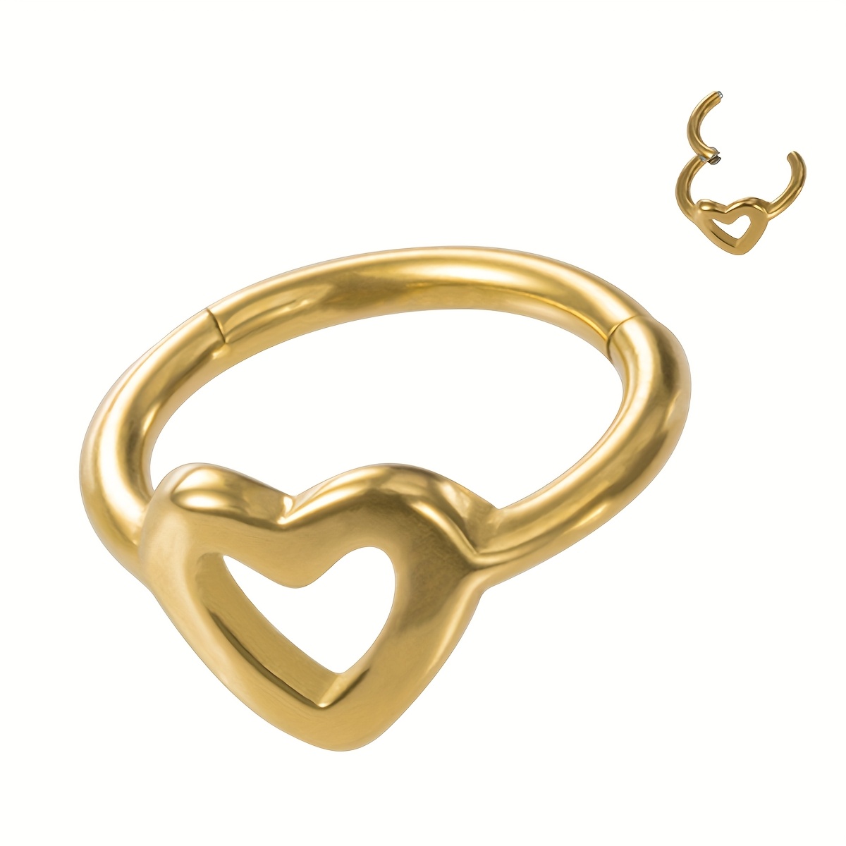 Women's Single Helix Hoop Earrings, Heart-Shaped Design