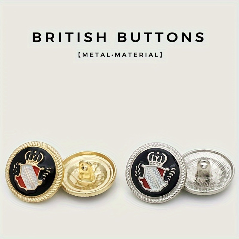 

Luxury Crown-shaped Metal Buttons For Uniforms & Coats - Mixed Colors