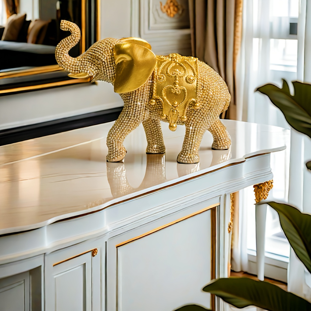 

A Creative Lucky High-end Mini Elephant Resin Craft Statue, Suitable For Indoor Decoration, Desktop Decoration, Home Living Room Bedroom Study Office Decoration, A Perfect Gift For Various Room Types.