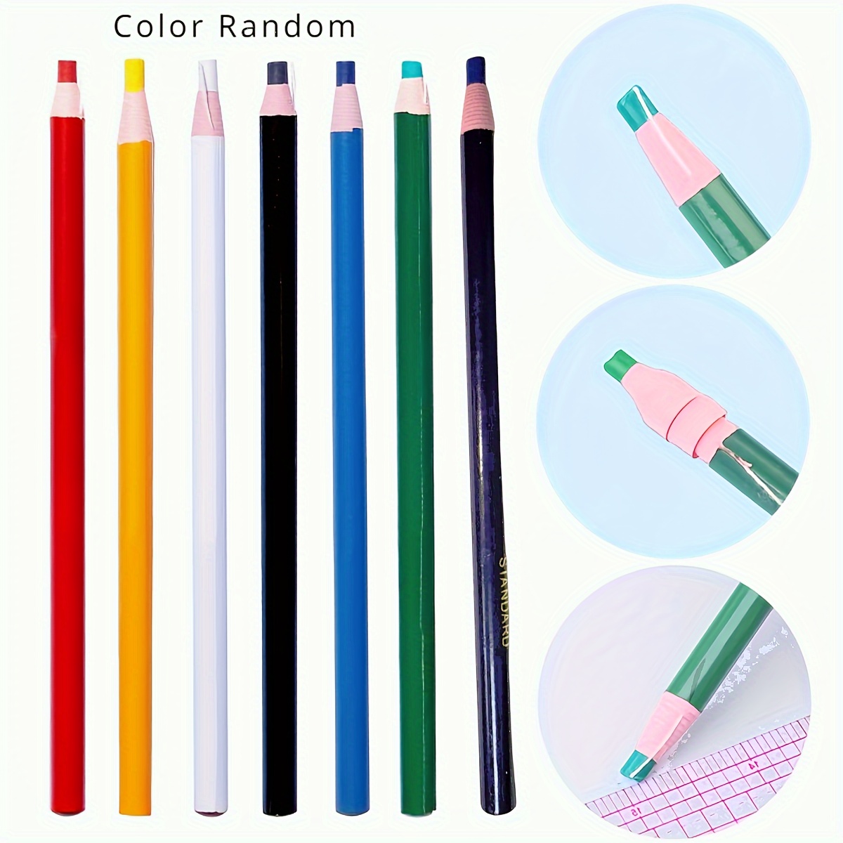 10Pcs/set Tailor Chalk Pencils with Brush For Dressmaker Sewing Fabric  Craft Pens 10 Pieces 