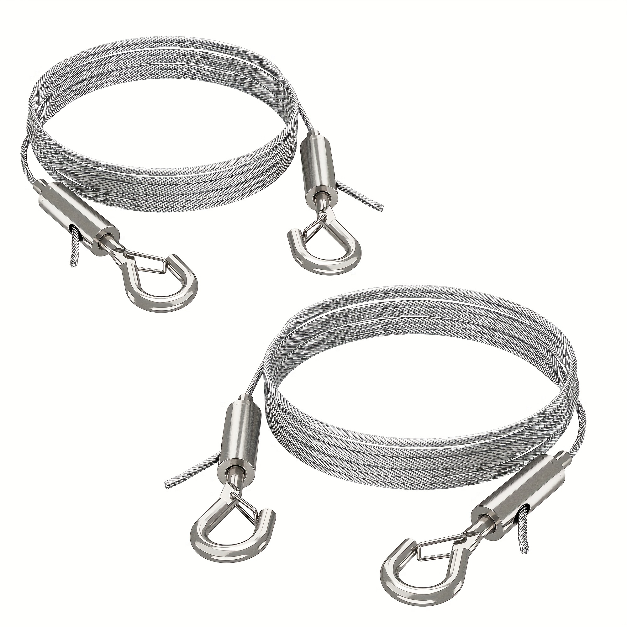 

2pcs Stainless Steel Wire Rope Automatic Wire Rope With Lock 2 Hooks For Panel Light Picture Diy Lamp Hanger 2 Meter Adjustable Wire Rope Suspension Steel Rope
