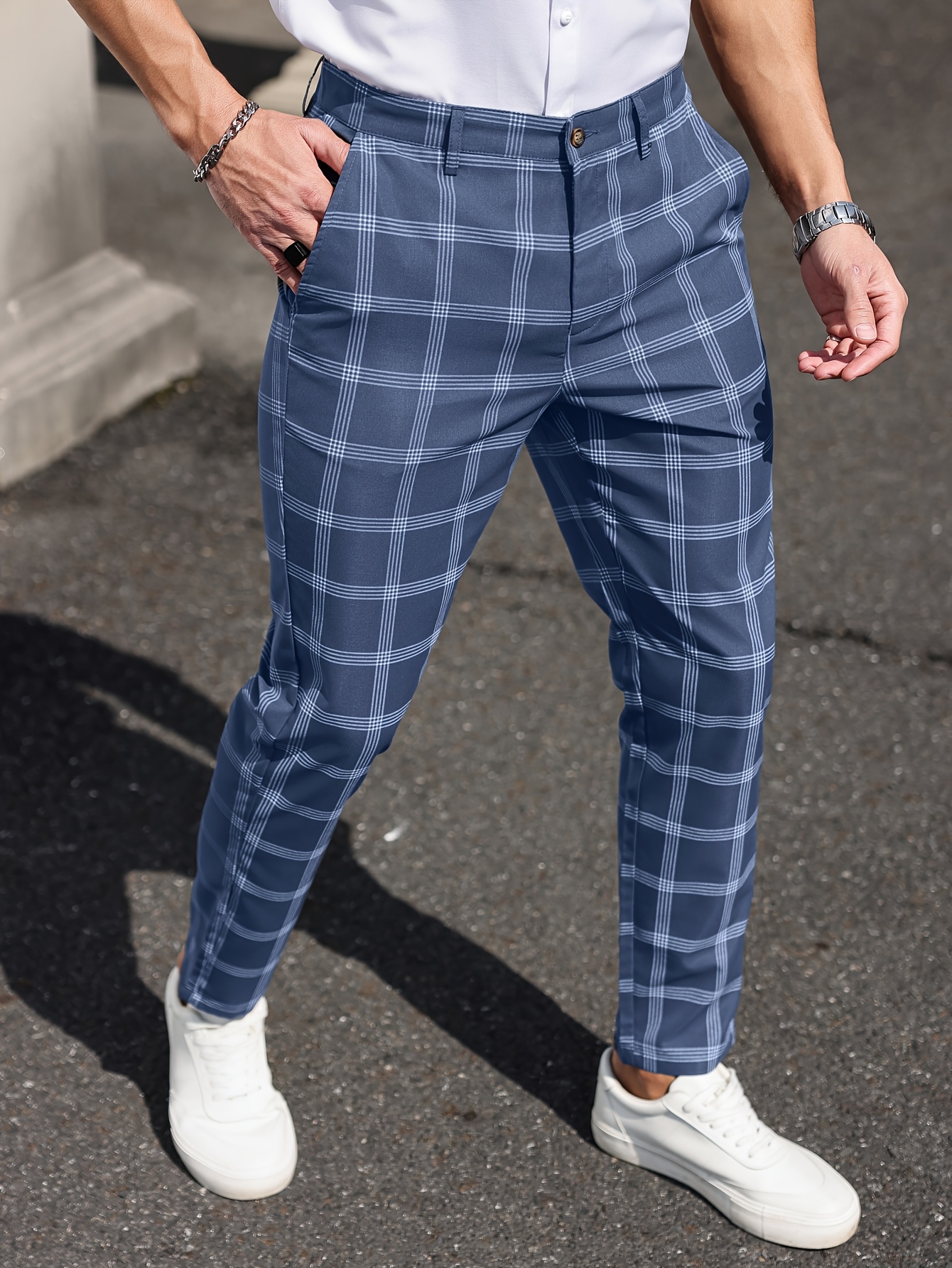 checked trousers men - United Kingdom