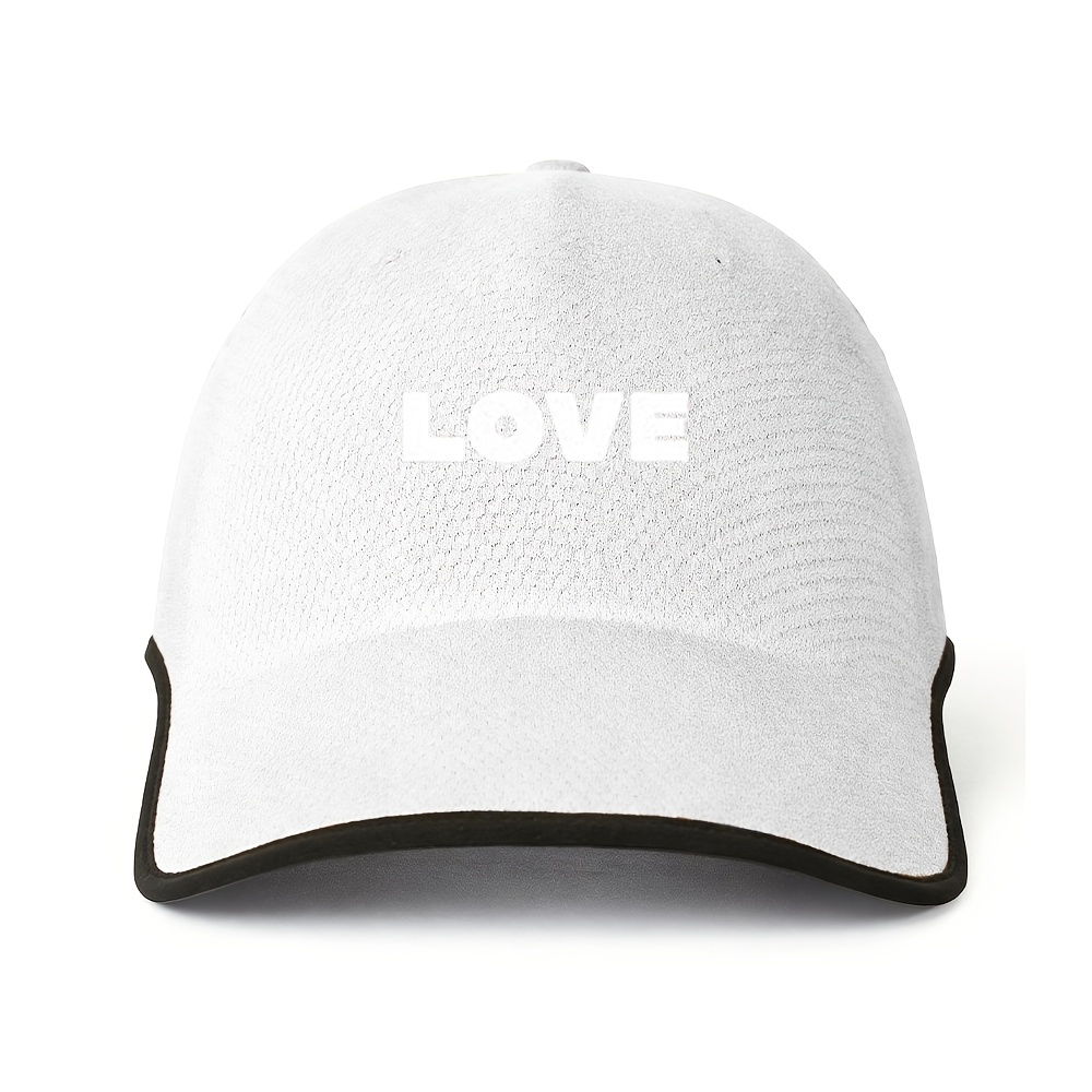 Minimalist LOVE Letter Integrated Seamless Baseball Cap | Simulated Heat Transfer Printing | Unisex Golf Enthusiasts Outdoor Sports Games Daily Commute. Cap