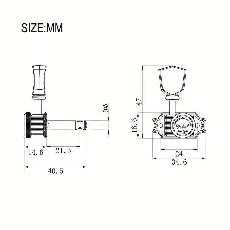 SAPHUE Vintage Style Locking Guitar Machine Heads , 3+3 Lock String Deluxe Tuning Key Pegs Tuners Set , 1:15 Ratio , Replacement for Electric Acoustic Folk Guitars , Elegant Tuning Keys Classic Tuner Design , Sturdy Construction Durable Tuners , Guitar Part