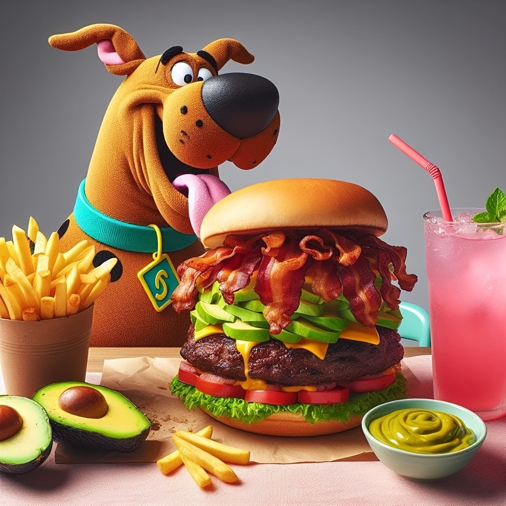 

1pc 5d Kit, Cartoon Dog With Burger & Avocado, Round Acrylic Diamonds, Diy Craft Home Decor, Animal Theme, , Handmade Crafts