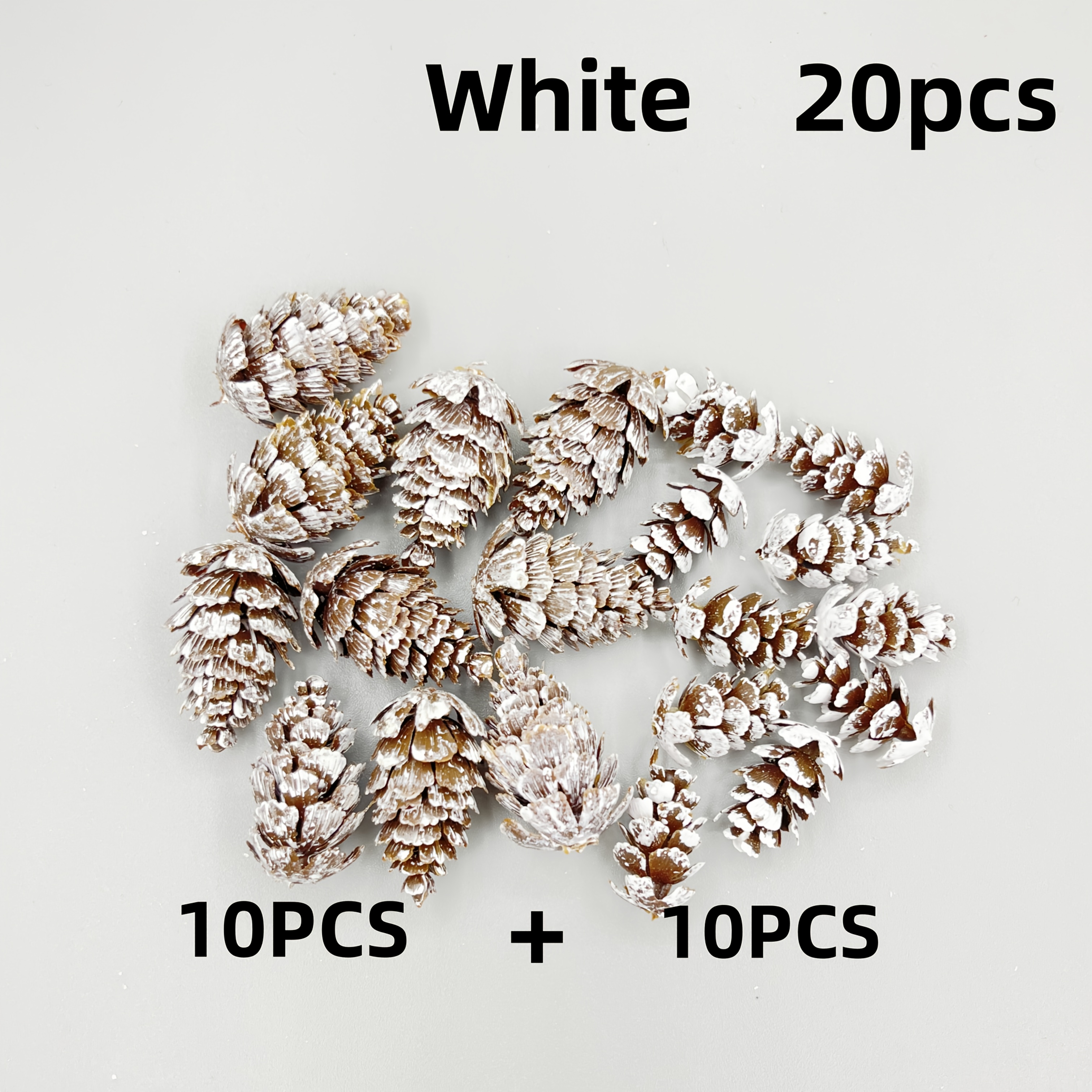 Image of 20pcs Artificial Cones Flowers Mix Size 2.5cm/4cm Plastic Brown White Ornaments For Winter Decor, Plastic Holiday Accents For Home, Room Types, Hanging Decoration