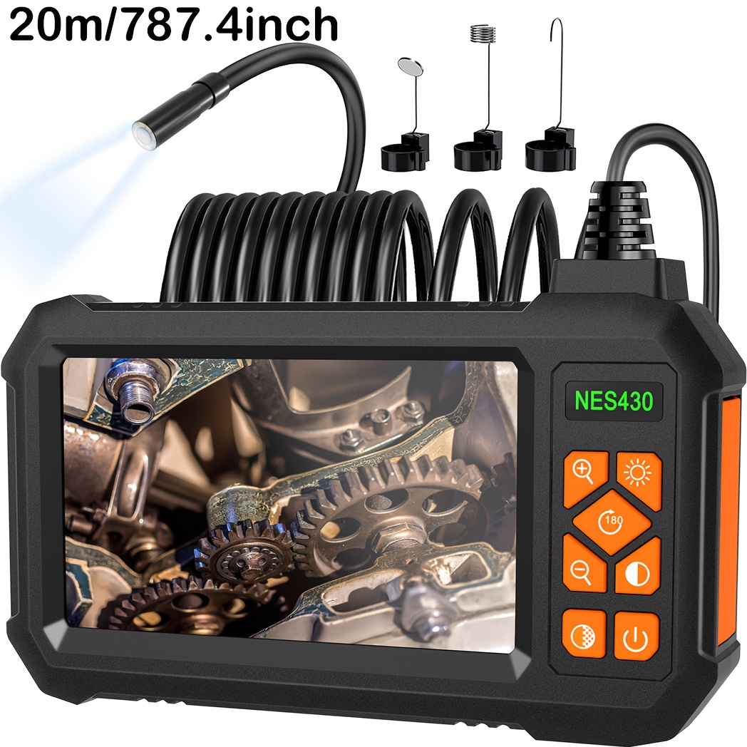 1080p hd endoscope camera with light 10 92 cm ips screen ip67 sewer   5 meter semi rigid cable rechargeable lithium battery suitable for drainage inspection and sewer maintenance hd camera durable plastic body