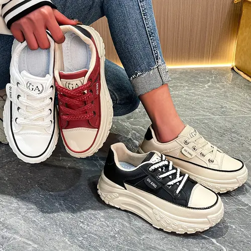womens trendy platform sneakers casual lace up low top heightening sports shoes comfortable outdoor walking shoes