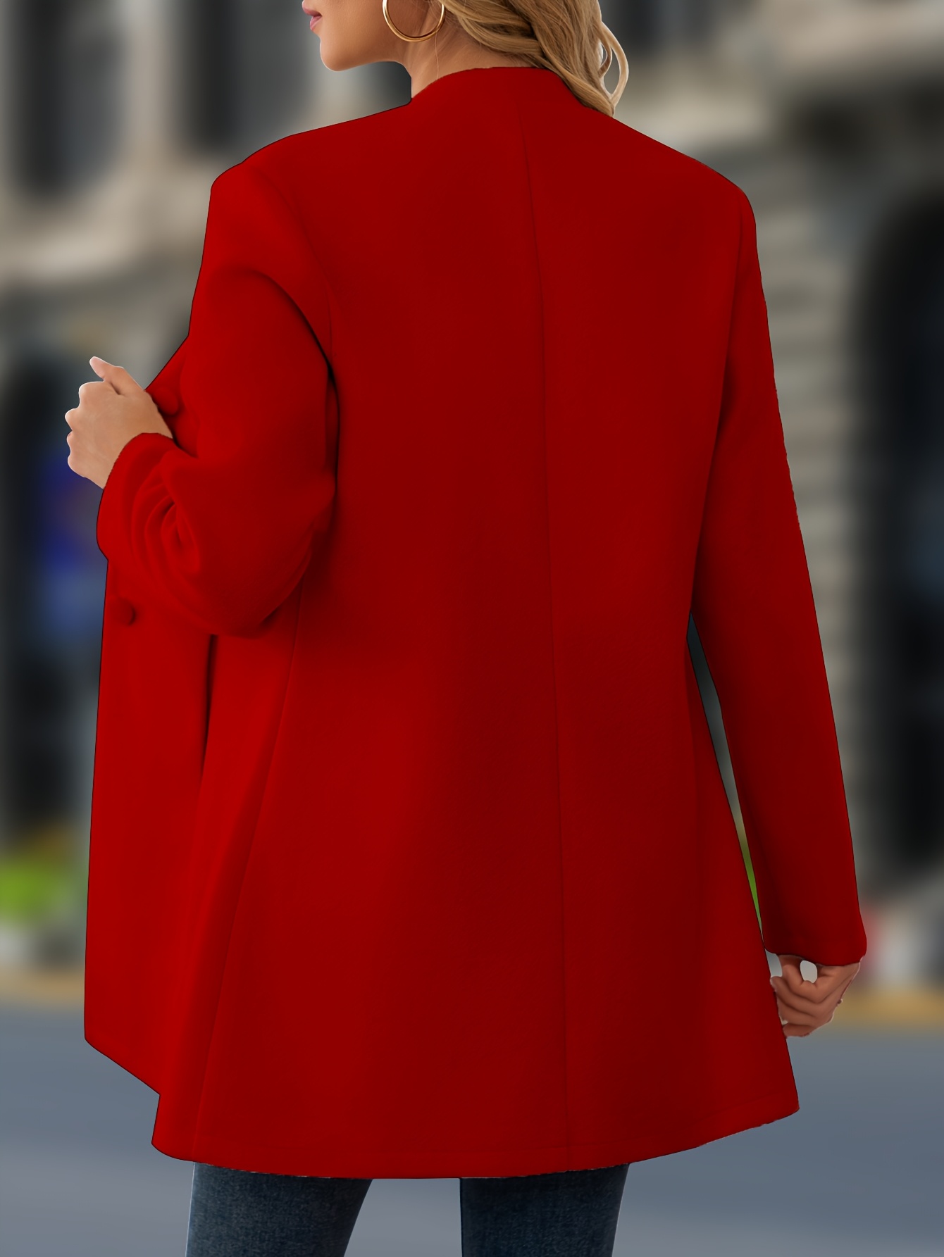 Chaqueta casual para mujer de poliéster, cuello alto, manga larga, abotonada, color sólido, para otoño/invierno - Imagen 6