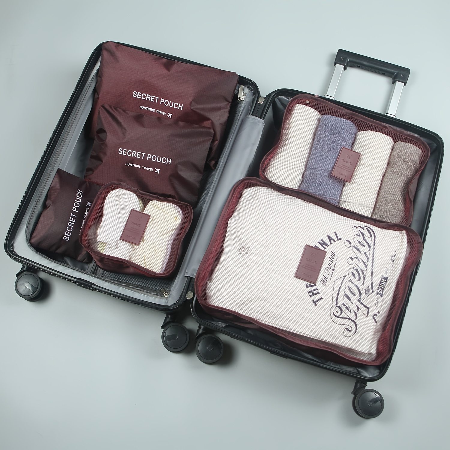 E-shop 6-teiliges/1-teiliges Set Aufbewahrungsbeutel, quadratische Oxford-Stoff Reise Kleidung Aufbewahrungsbeutel Set Unterwäschebeutel Organizer
