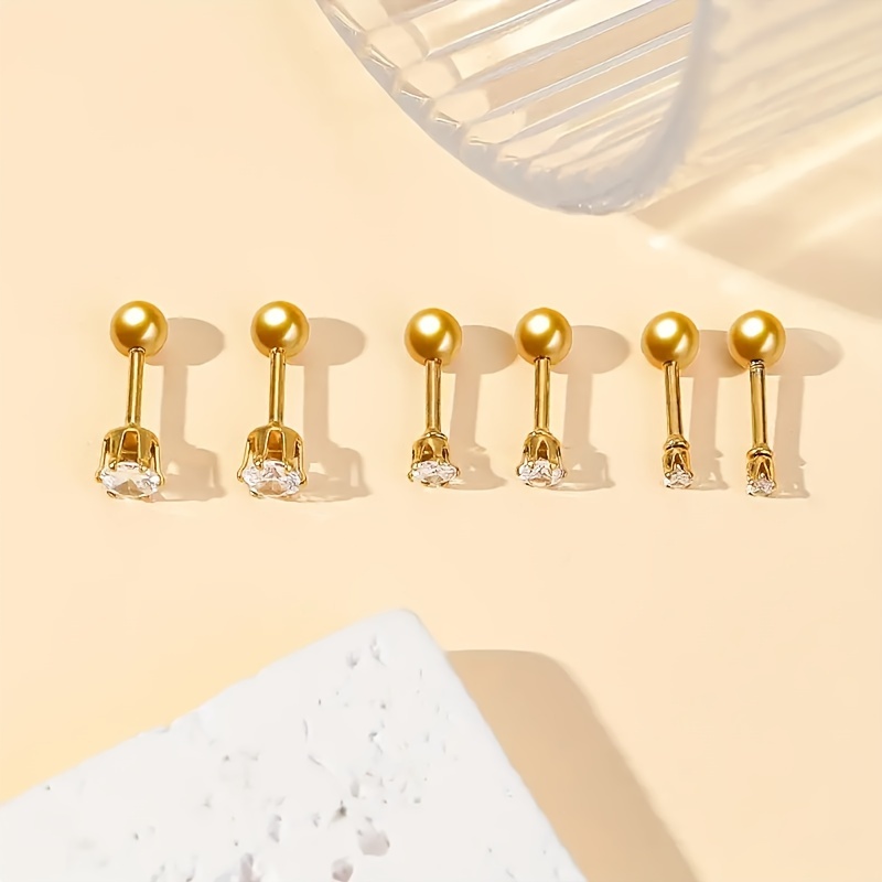 Fashionable Zirconia Hypoallergenic Small Stud Earrings