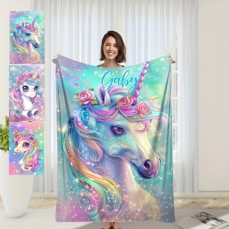 

Unicorn Blanket , Personalized Fleece Sofa Blanket, In , Knitted Polyester , 200-250g Weight