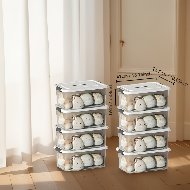 8 Storage Boxes with Lids, Stackable and Durable